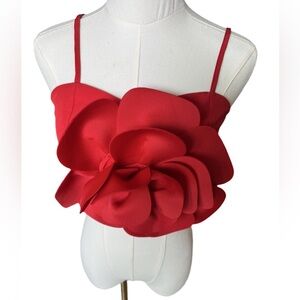 Exaggerated Red Rose tank top